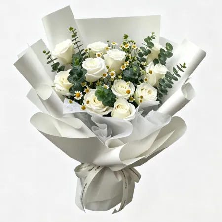 Eleganz – 11 weiße Rosen Blumenstrauß