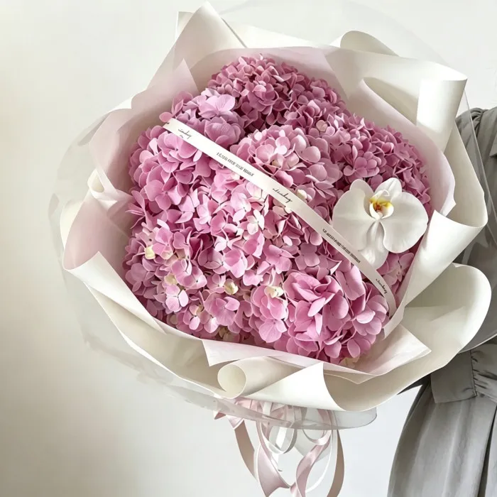 Pink Hydrangea & Phalaenopsis Orchid Bouquet