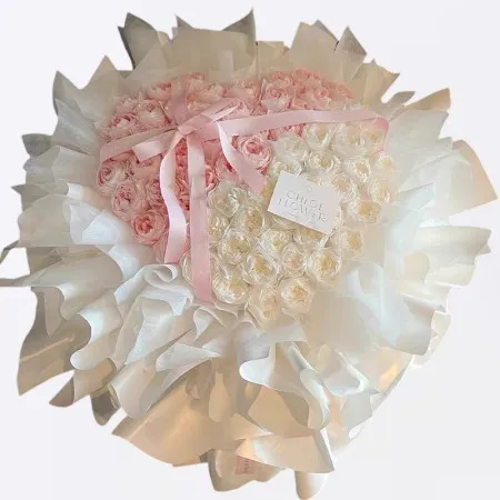 99 Pink Roses Heart-Shaped A160