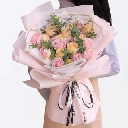 19 Gemischte Champagner-Rosa-Rosen A128