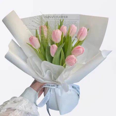 Bouquet 9 Tulipani Rosa per Cina A164