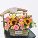 Cesto Fiori misto rose  girasoli A133