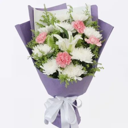 Mixing Carnations Chrysanthemums with 2 Lilies A138
