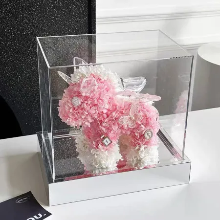 Licorne en Fleurs Éternelles Hortensia Rose G116