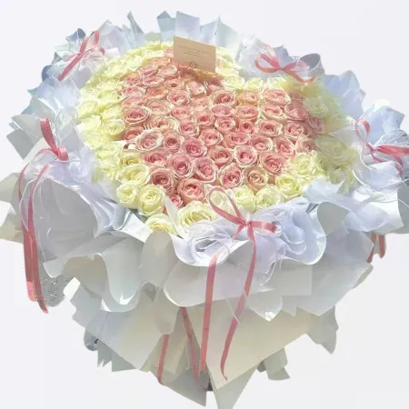 99 Hearts United Pink Roses & White Roses A183