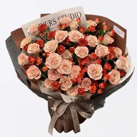 카푸치노 장미 33송이 A148