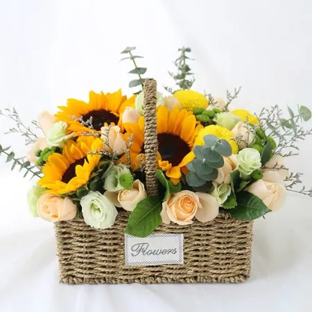 Panier de Fleurs Mélangé Tournesol & Rose A197