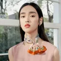 玉兰花真丝丝巾G114