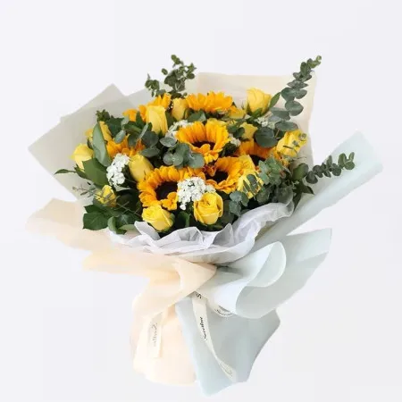 Ramo Mixto de Girasol y Rosa Amarilla A214