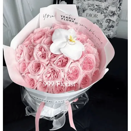 33 Rosa Rosen und Phalaenopsis-Orchideen A218