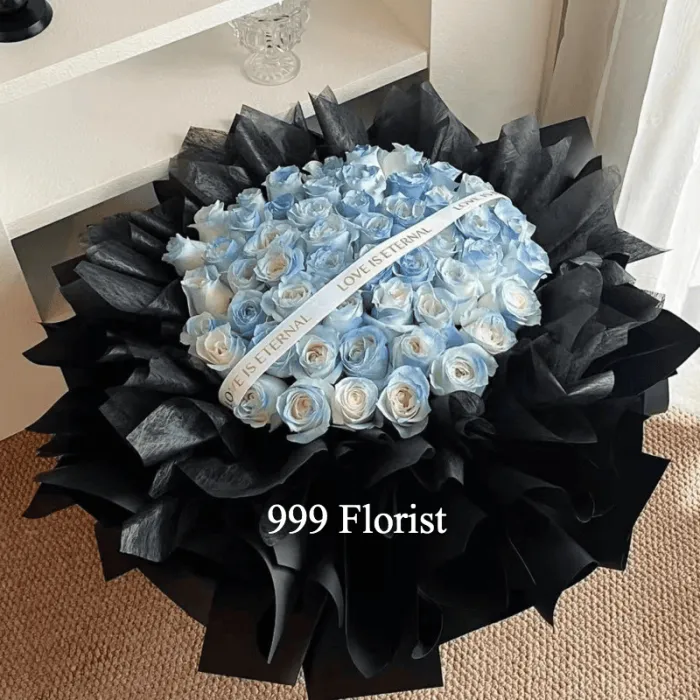 Bouquet de 99 Roses Bleues Glacées A221