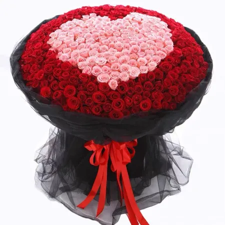 Bouquet en forme de cœur avec 520 roses A226