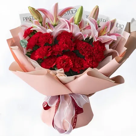 Bouquet de 11/19 Carnations et Lys A234
