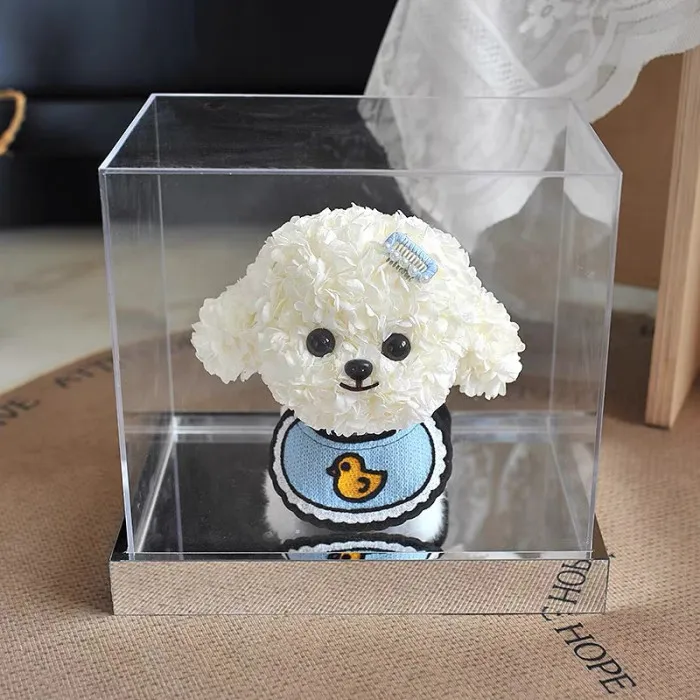 Cachorro con Flores Preservadas de Hortensia G115