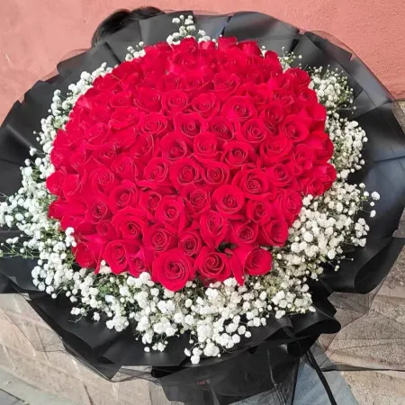 99 Red Roses with Baby’s Breath Bouquet A259